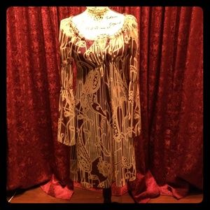 Burgundy and Tan Dress